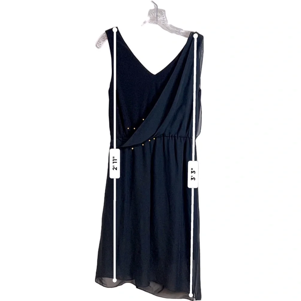 Adrianna Papell Asymmetrical Draped Flowing Dress in Black Size S - Picture 7 of 15